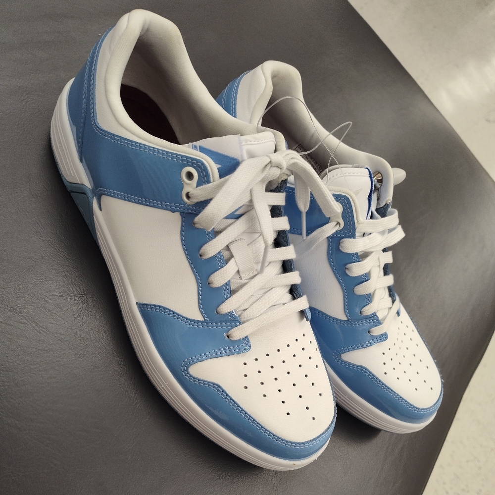 Mark Nason White and Blue Sneakers with Classic Silhouette